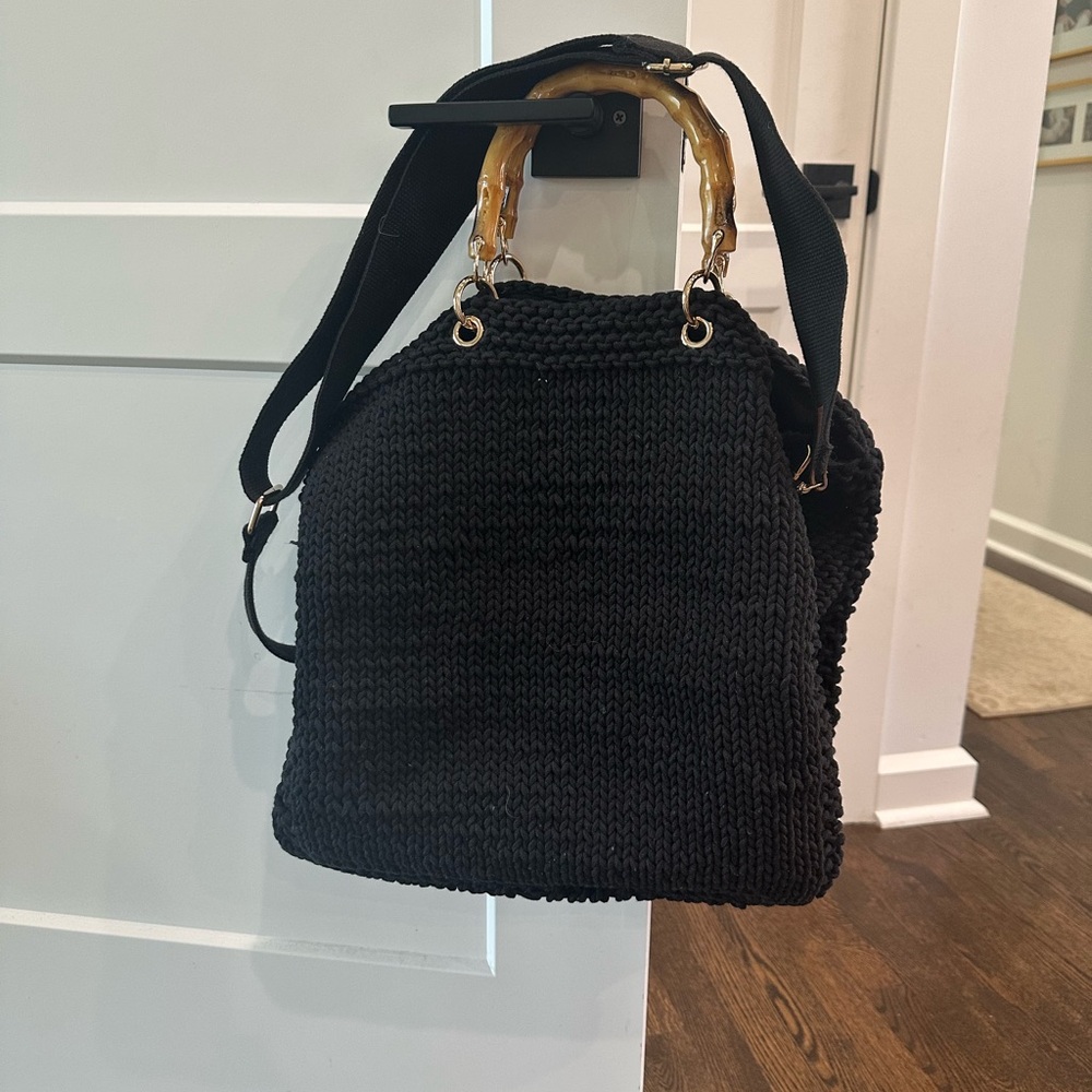 MERSEA Black Crochet Market Bag Purse New wo tags